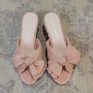 Loeffler Randall Pink&Gold Bow Mules